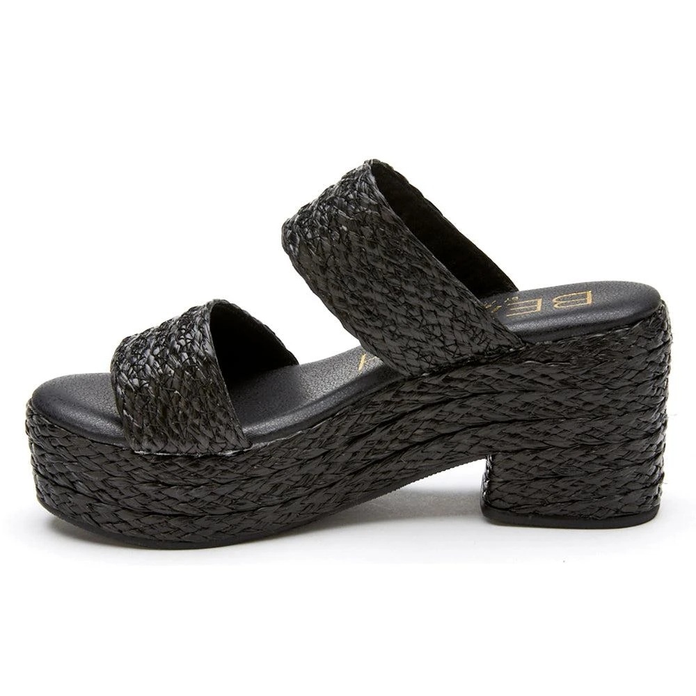 Woven Black Platform Slide Sandals - Picture 11 of 12
